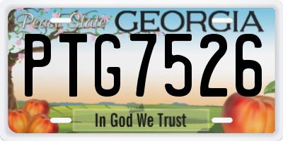 GA license plate PTG7526