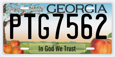 GA license plate PTG7562