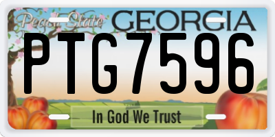 GA license plate PTG7596
