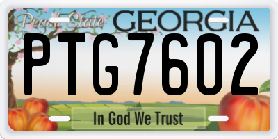 GA license plate PTG7602
