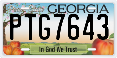 GA license plate PTG7643