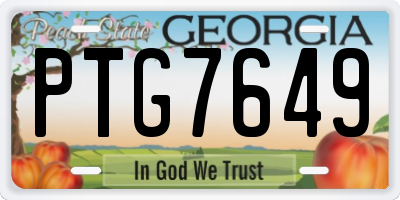 GA license plate PTG7649