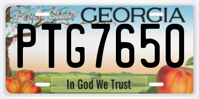 GA license plate PTG7650