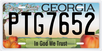 GA license plate PTG7652