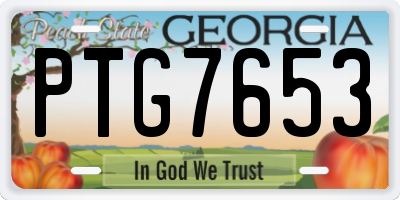 GA license plate PTG7653