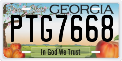 GA license plate PTG7668