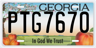GA license plate PTG7670