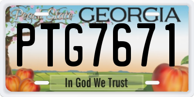 GA license plate PTG7671