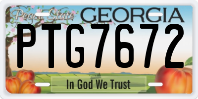 GA license plate PTG7672