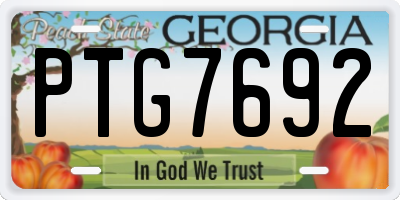 GA license plate PTG7692