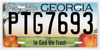 GA license plate PTG7693