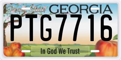 GA license plate PTG7716