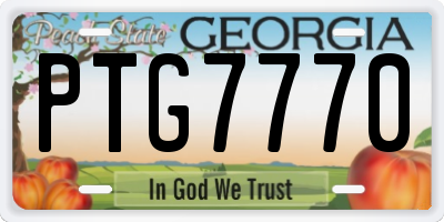 GA license plate PTG7770