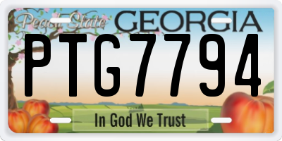 GA license plate PTG7794