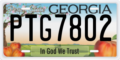 GA license plate PTG7802