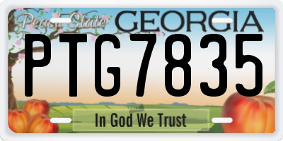 GA license plate PTG7835