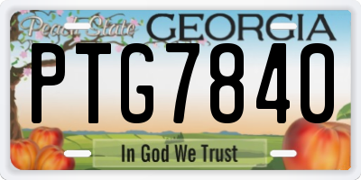 GA license plate PTG7840