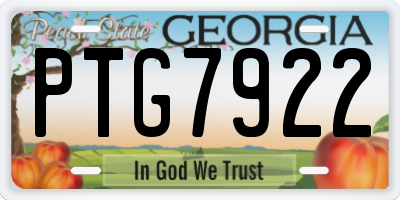 GA license plate PTG7922