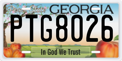 GA license plate PTG8026