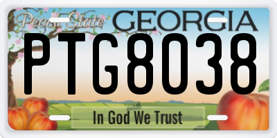 GA license plate PTG8038