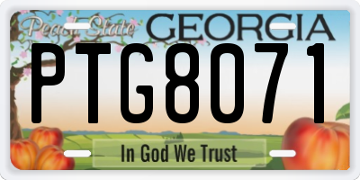 GA license plate PTG8071