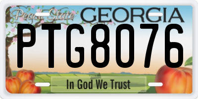 GA license plate PTG8076