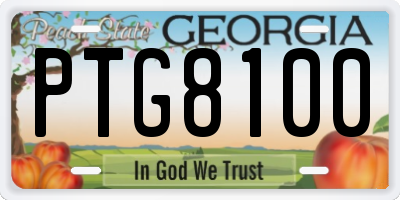 GA license plate PTG8100