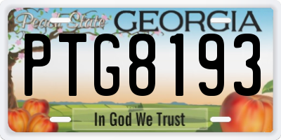 GA license plate PTG8193