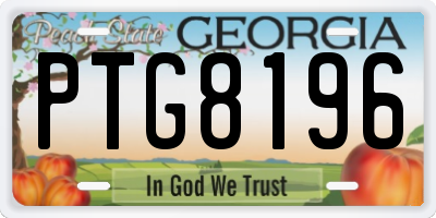 GA license plate PTG8196