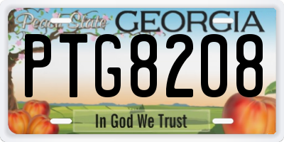 GA license plate PTG8208