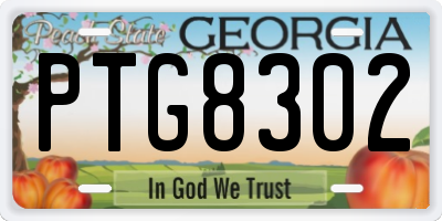 GA license plate PTG8302
