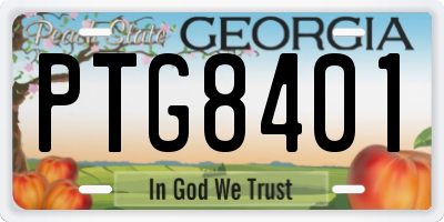 GA license plate PTG8401