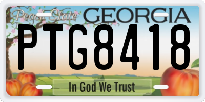 GA license plate PTG8418