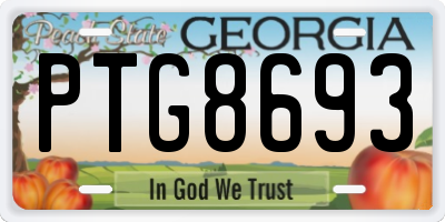 GA license plate PTG8693