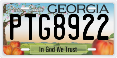 GA license plate PTG8922