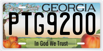 GA license plate PTG9200