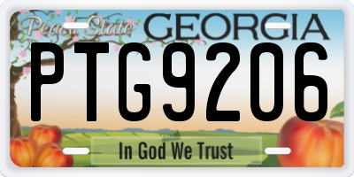 GA license plate PTG9206