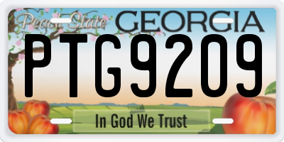 GA license plate PTG9209
