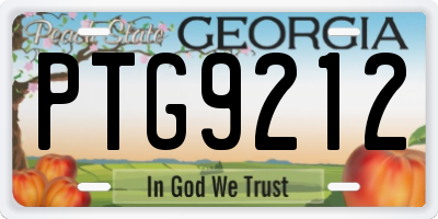 GA license plate PTG9212