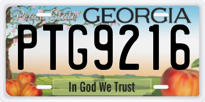 GA license plate PTG9216