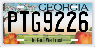 GA license plate PTG9226