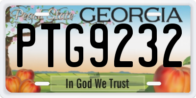 GA license plate PTG9232