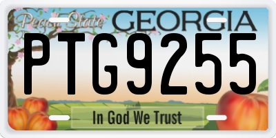 GA license plate PTG9255