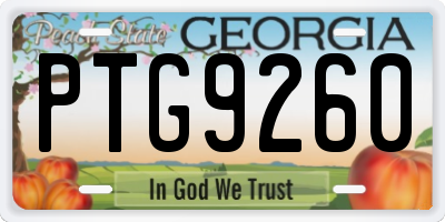 GA license plate PTG9260