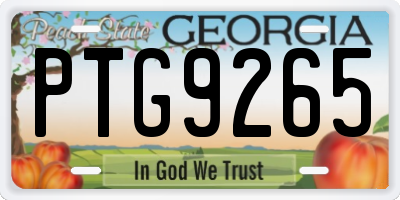 GA license plate PTG9265