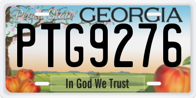 GA license plate PTG9276