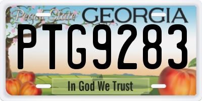 GA license plate PTG9283