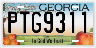 GA license plate PTG9311