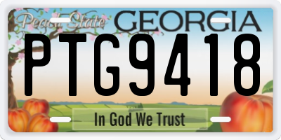GA license plate PTG9418