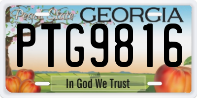 GA license plate PTG9816